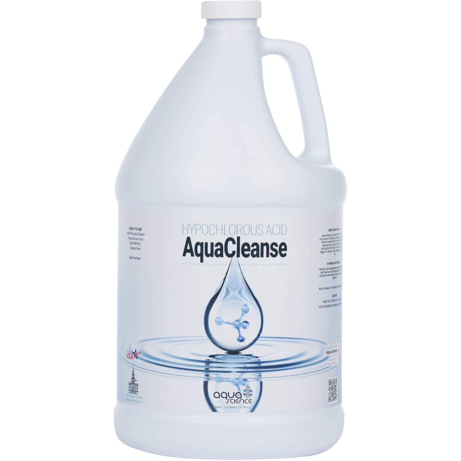 AquaCleanse Hypochlorous Acid 500PPM All-Purpose Cleaner Spray (1 Gallon) – 3X Stronger Than Standard HOCL – Pet & Family Safe, Non-Toxic Surface Cleaner & Odor Remover - No Harsh Chemicals – USA Made