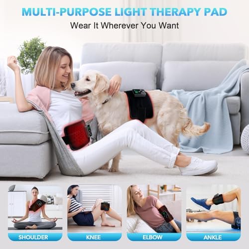 Red Light Therapy, Cordless Infrared Red Light Therapy Belt Wrap with Rechargeable Magnetic LED Screen Controller, Wireless Portable 660nm 850nm Infrared Red Light Therapy for Body Knee Pain Relief