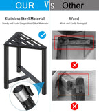 JIAPAIDUO Shower Stool for Inside Shower, 13.78" D Stainless Steel Shaving Foot Rest, Waterproof Corner Bench, Black Seat to Shave Legs with Rubber Cushion