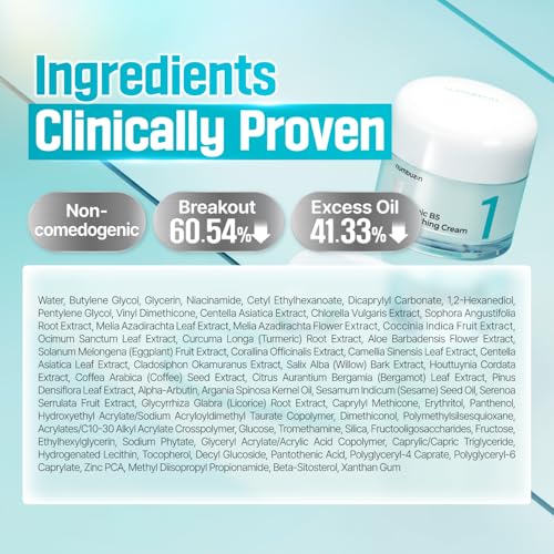 numbuzin No.1 Cream | Pantothenic B5 Active Soothing Cream | Lightweight Hydrating Moisturizer, Pantothenic Acid, Niacinamide | Excess Oil Control, Soothes Acne | Non-Comedogenic | 2.70 fl. oz.