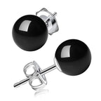 8mm Black Pearl Stud Earrings for Women - Sterling Silver - 0 Allergies