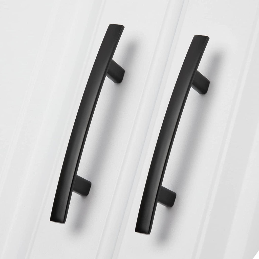 homdiy 10 Pack Solid Heavy Duty Zinc Alloy Cabinet Handles, Black Cabinet Pulls, 3 Inch Hole Center Arch Drawer Pulls Modern Hardware for Kitchen Bathroom Cupboard