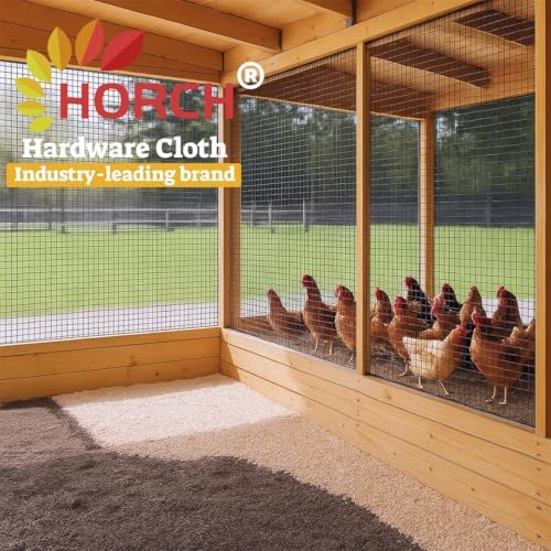 HORCH Black Hardware Cloth 1/2 inch 48x100 19-Gauge, Vinyl Coated Wire Mesh Roll, Chicken Wire Mesh, Tree Guard, Gopher Wire, Rodent Mesh, Chicken Wire Fencing, Garden Fence