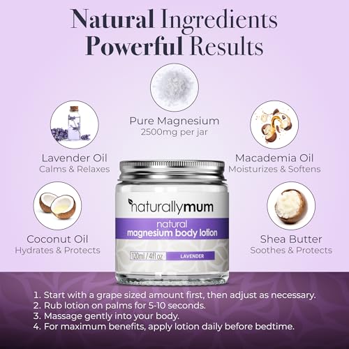 Magnesium Body Lotion Bundle | Support for Sleep, Heart, Bone, Nerve, Gut and Muscle Health | Topical Cream Safe for Kids | Lavender & Unscented | 2 x 4 fl oz