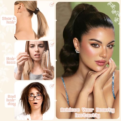 FELENDY 15" Ponytail Extension Drawstring Curly Wavy Ponytail Extensions Clip in Long Pony Tails Hair Cute Synthetic Piece for Women Light Blonde Mix Bleach Blonde