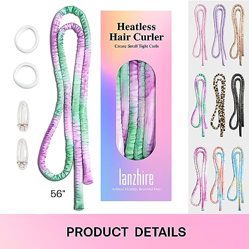 Lanzhire Heatless Curling Headband for Overnight Curls - No-Heat Curlers for Long and Short Hair (Purple Tie Dye)