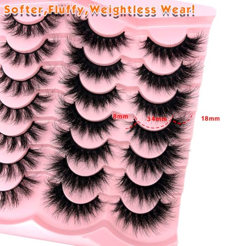 False Lashes Mink Natural Look Faux Mink Wispy Lashes Cat Eye C Curl Strip Eyelashes Book 3D Fluffy Flase Eyelashes Pack 2 Styles