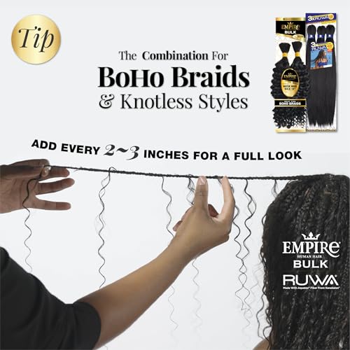 Sensationnel Empire bulk braiding – deep human hair braids for knotless boho box or curly loose wave styles (18 inch, S4/27)