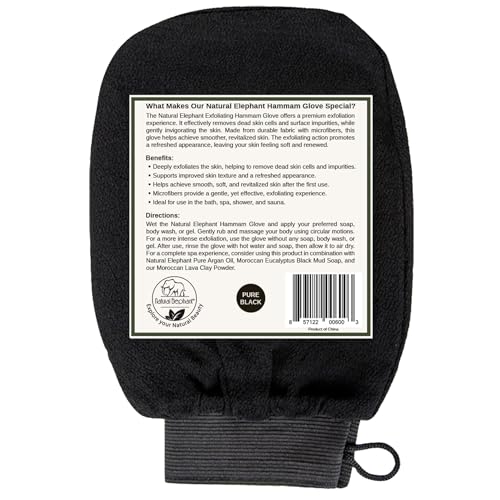 Natural Elephant Exfoliating Hammam Glove… (Pure Black 3 Pack)