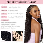 Human Braiding Hair Deep Water Wave Bulk 100g 2 Bundles 26 Inch 100% Brazilian Virgin Curly Extensions for Boho Braids Natural Black Wet and Wavy Braiding Boho Human Hair