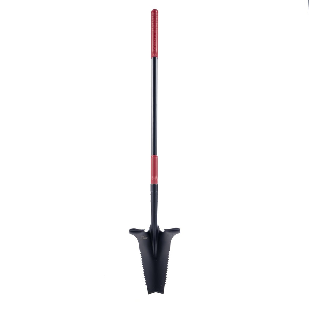 Root Slayer RS225 Long Handle Garden Shovel, Fiberglass Shaft, Black