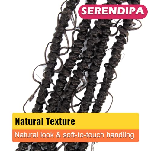 Goddess Passion Twist Hair with Curly End 12 Inch Short Pre-Looped Boho Style Crochet Braids Pre-twisted (8 Packs, 4#, Brown)