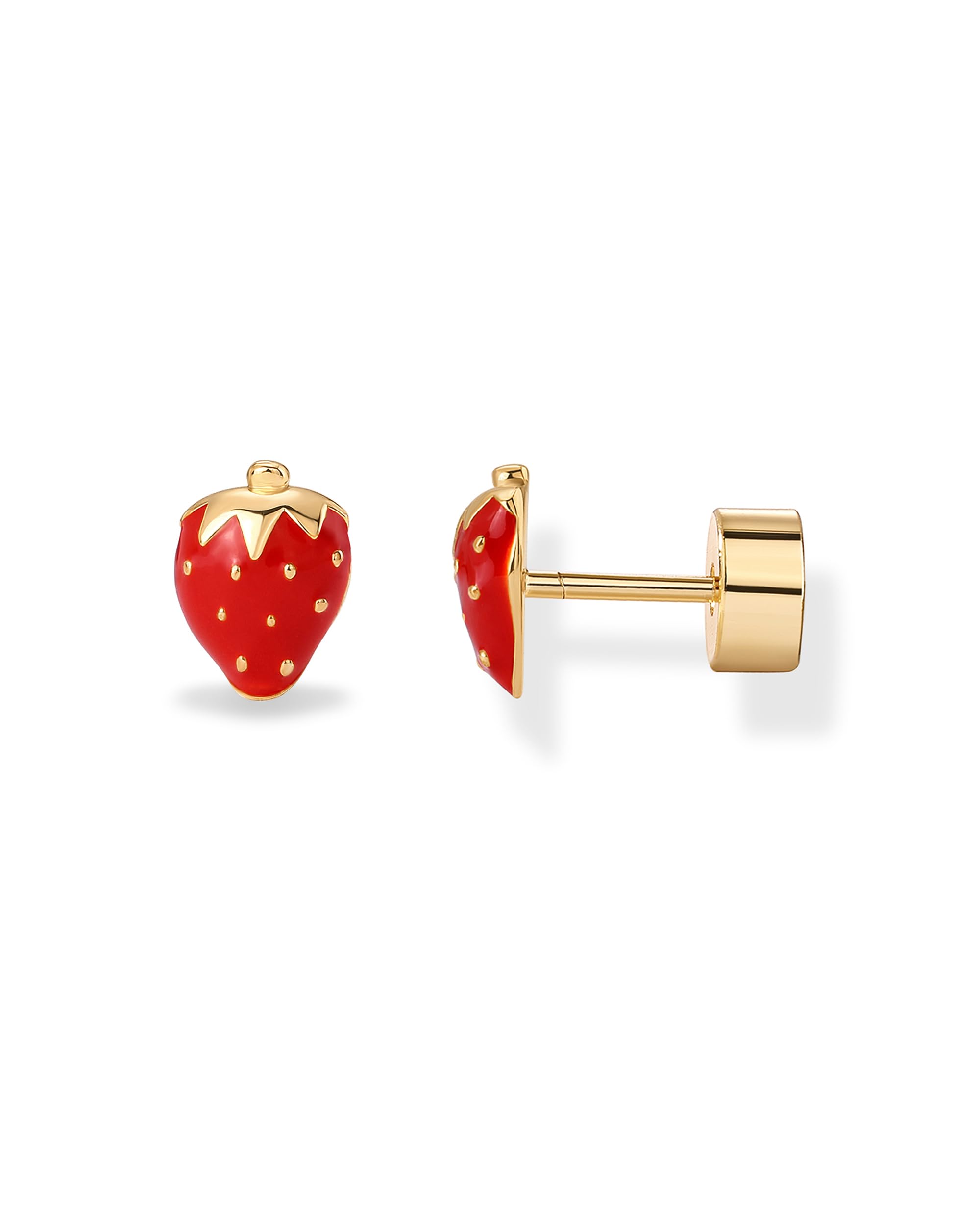 PAVOI Dainty Stud Earrings for Women, Yellow Gold, Size 7 x 5.5 Millimeters