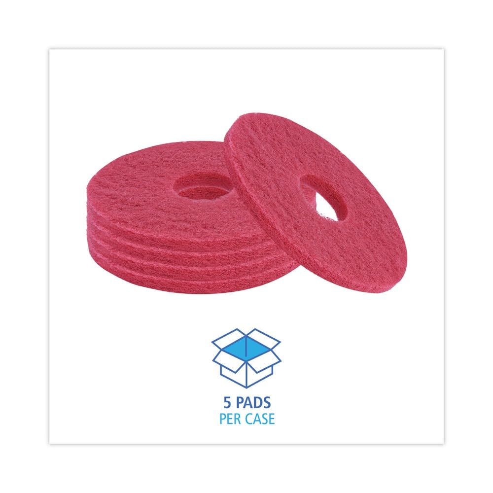 Boardwalk 4013RED Standard Floor Pads 13" dia Red 5/Carton