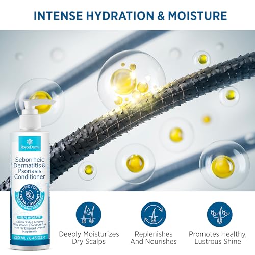 Roycederm Seborrheic Dermatitis Psoriasis Conditioner: Scalp Treatment for Folliculitis Psoriasis Dry Itchy Scalp Oily Hair - Dandruff Conditioner for Healthy Hair