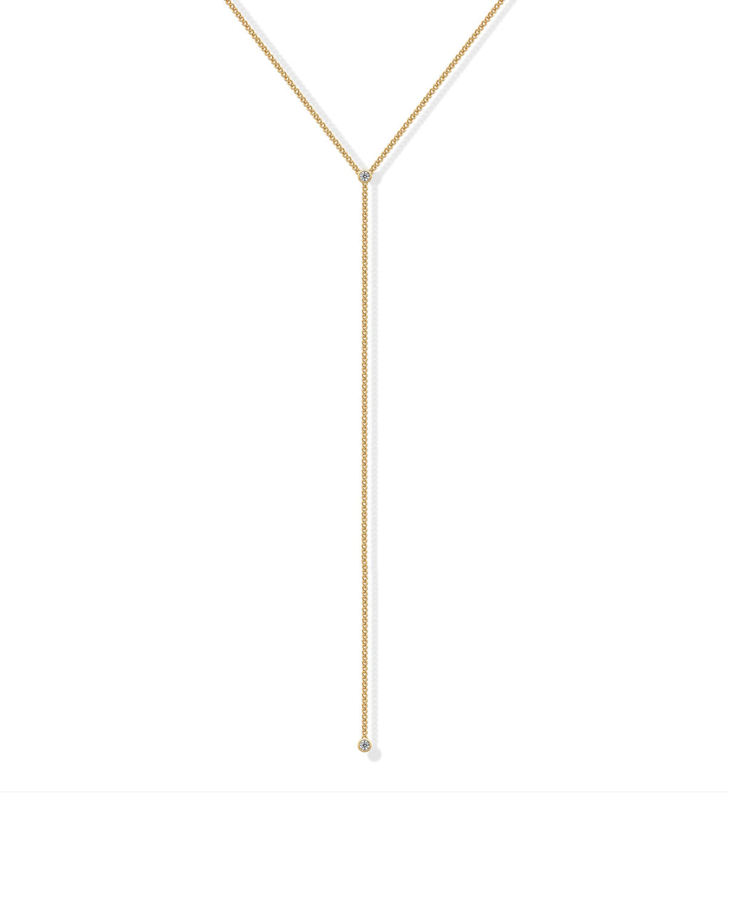 PAVOI CZ Dainty Lariat for Women, 14K Gold Plated, Yellow Gold, Y