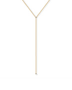 PAVOI CZ Dainty Lariat for Women, 14K Gold Plated, Yellow Gold, Y
