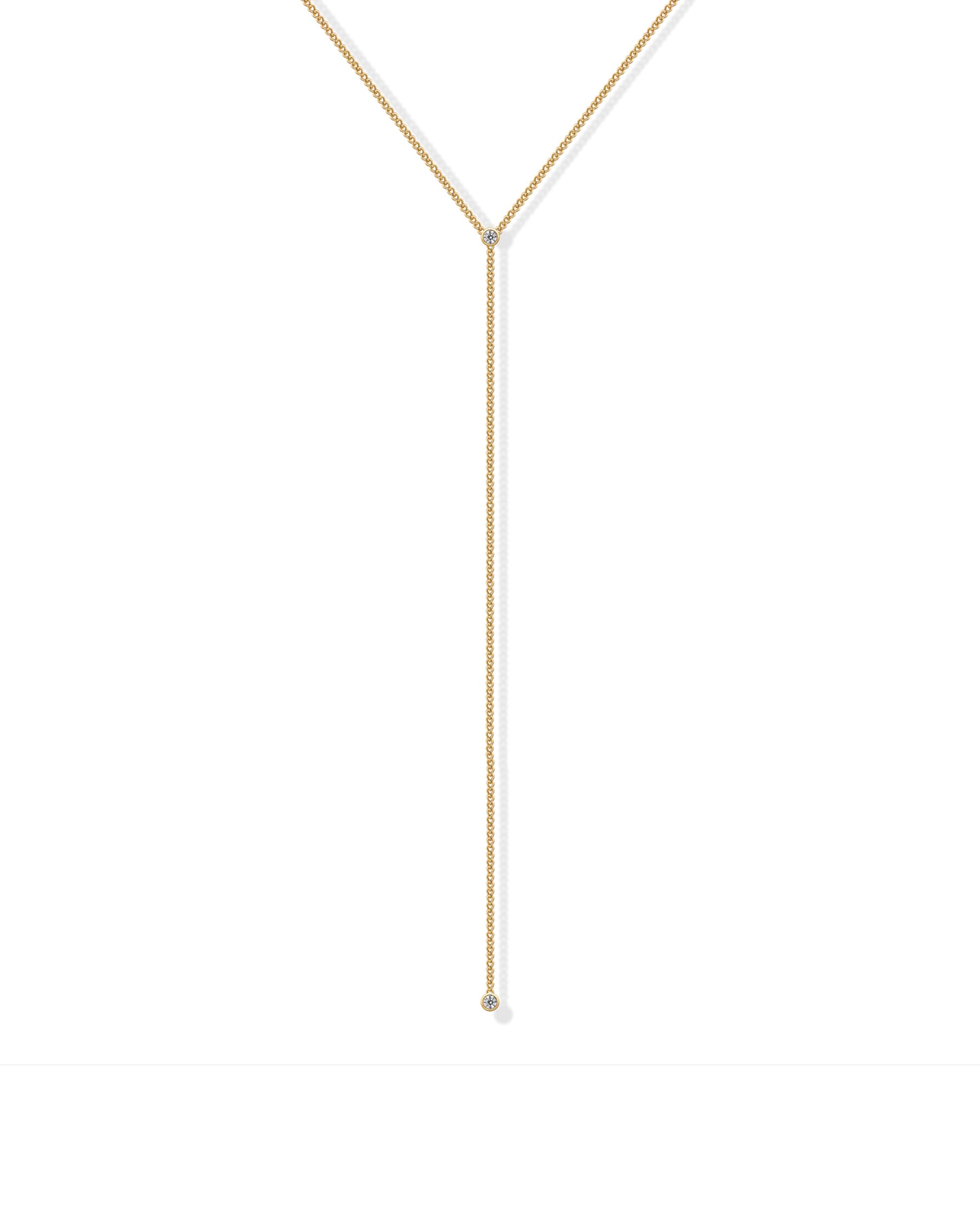 PAVOI CZ Dainty Lariat for Women, 14K Gold Plated, Yellow Gold, Y