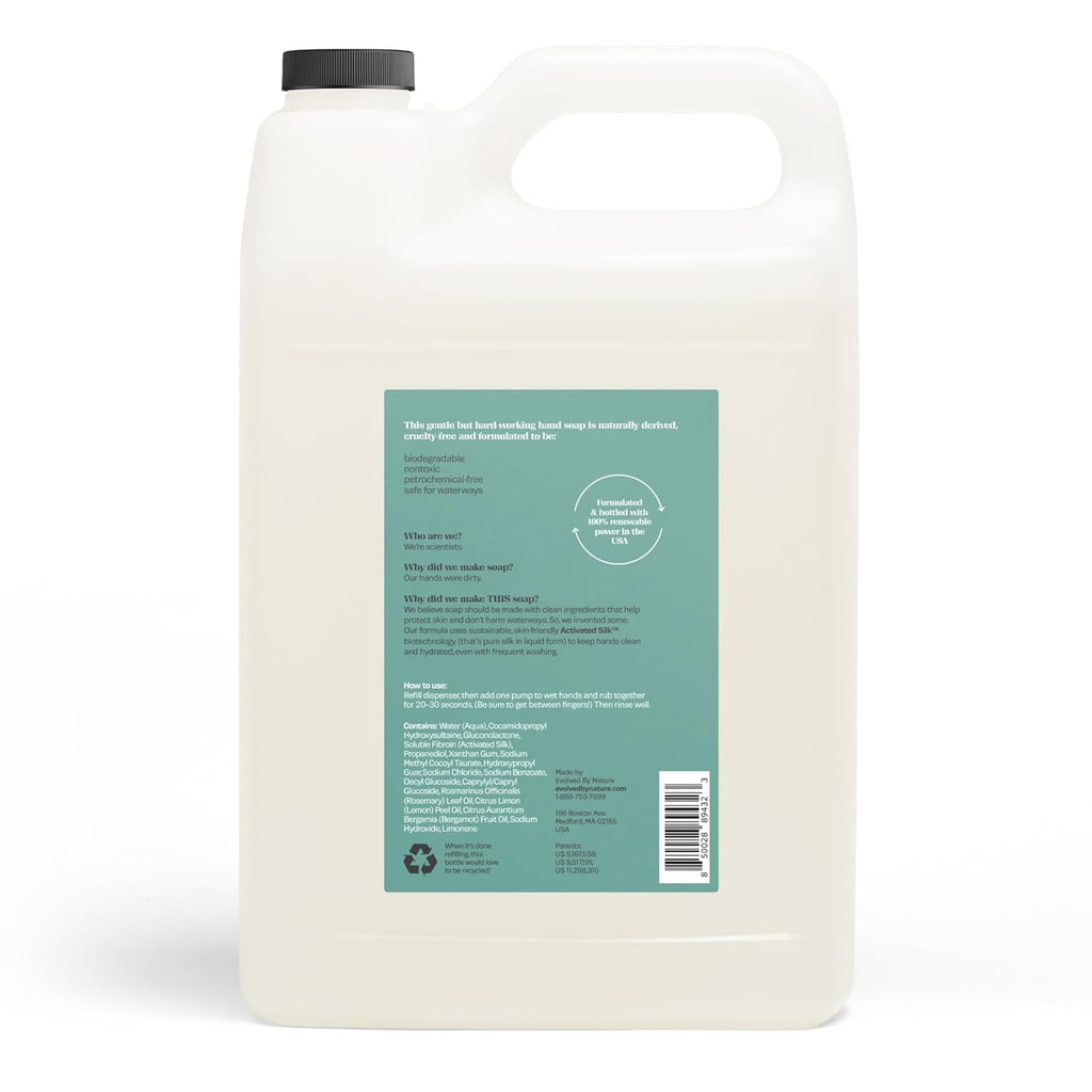 EVOLVED BY NATURE Liquid Hand Soap Refill, 128 Oz, Rosemary Lemon, Biodegradable Formula
