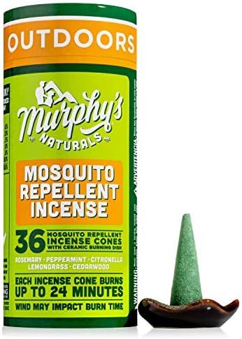 Murphy’s Naturals Mosquito Repellent Incense Cones for Outdoor Patio, DEET-Free, Plant-Based Bug Defense, 24+ Minutes Burn Time Each, 36 Count
