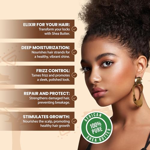 Raw African Shea Butter 16 oz. - 100% Pure Natural Unrefined IVORY - Ideal Moisturizer For Dry Skin, Body, Face And Hair Growth. Great For DIY Soap and Lip balm Making.