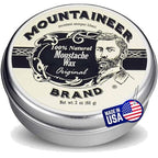Mountaineer Brand Mustache Wax for Men | 100% Natural Beeswax/Plant Based Oils | Grooming Beard Moustache Wax Tin | Lasting Hold | Smooth, Condition, Styling Balm | Original Blend Scent 2oz
