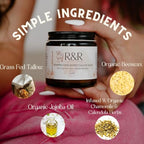Handmade Tallow Balm (Unscented)- 100% Grass Fed Beef Tallow for Skin Care- 100% Natural Whipped Tallow Balm- Sensitive & Dry Skin, Eczema, Psoriasis- 2 FL. oz