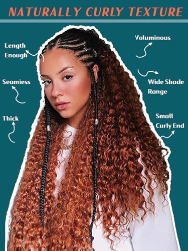 Ginger Bohemian Braiding Hair Deep Wave Bulk Hair for Braiding No Weft Hair Curls for Boho Braids Wet and Wavy Curly Bundles for Braiding Hair Extensions 2 Bundle 200g 18 Inch Water Wave, 350