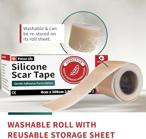 Medical-Grade Silicone Scar Tape Roll (1.6" x 118") Keloid Bump Removal Scar Sheets - Reusable Silicone Tape Scar Removal Strips, Scar Tape for Surgical Scars, C Section Scar Silicone Strips (2 Pack)