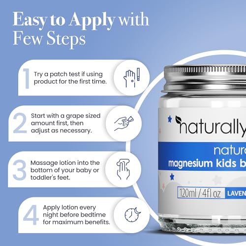 NATURALLY MUM - Magnesium Lotion for Kids & Babies [NATURAL & SAFE] - Juniors Bedtime Lotion - Magnesium Cream for Kids & Babies - Magnesium Lotion for Sleep Kids & Toddlers - Lavender & Chamomile