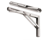 CLT 12'' Folding Shelf Brackets Max. Load 330 lb, Heavy Duty Stainless Steel DIY Wall Mounted Shelf Bracket Space Saving for Table Work Bench, Pack of 2