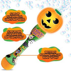 ArtCreativity Halloween Bubble Wand for Kids (2 Pack), 14" Light Up Pumpkin Bubble Wand with LED & Halloween Music, Halloween Boo Basket Stuffers for Kids, Halloween Toys for Toddlers