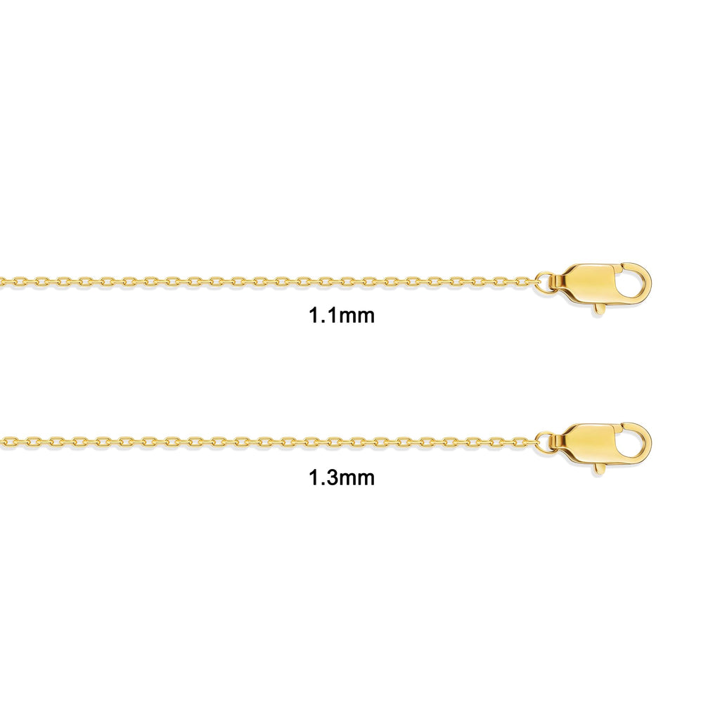 Gacimy 1.1mm 14K Gold Plated Cable Chain Necklace for Women, 22 Inches