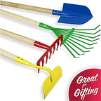 Click N' Play 4-Piece Kids Gardening Set With Shovel, Rake for Yard - Outdoor Toys for Ages 3-8 to Play in Leaves