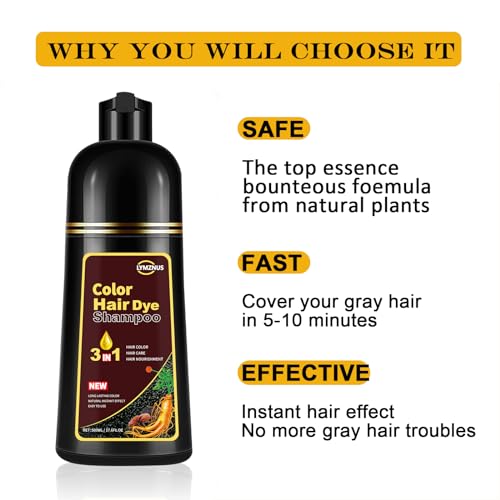 Instant Dark Wine Red Hair Color Shampoo for Gray Hair 500ml,Herbal Red Hair Dye Shampoo 3 in 1 for Women Men,100% Gray Hair Coverage, Long Lasting Red Shampoo Colors in Minutes