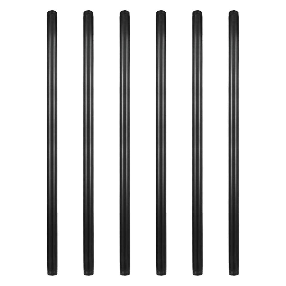GeilSpace 6 Pack 3/4" × 42" Pre-Cut Black Metal Pipe, Industrial Steel Fits Standard Three Quarters Inch Black Threaded Pipes and Fittings - Vintage DIY Industrial Shelving (3/4" × 42")