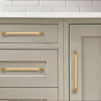 khtumeware 10-Pack 6 Inch Square Brushed Brass Cabinet Pulls, Solid Satin Brass Zinc Alloy Heavy-Duty Handles for Kitchen/Bathroom Cabinets, Drawers & Cupboards (6 Inch Center to Center)