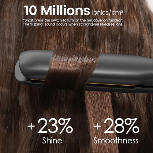 Professional Hair Straightener, 1.18 inch Ionic Titanium Plate, 20S Fast Heat Up Flat Iron with Clear LED Display, 2 in 1 Straightener and Curler Styling Tool for Straighten Hair (Gray)