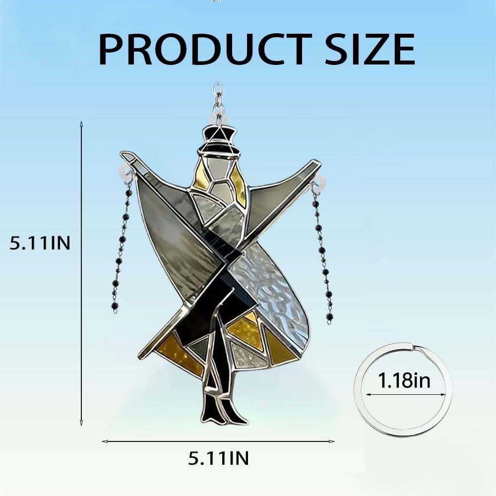 2026 New Dancing Lady Inspired Stained Glass Spinner, Stained Glass Wind Spinner, Sunlight Catcher, Self-Assembly Boho Hanging Decor,DIY Sunlight Catcher for Window, Garden, Porch (1Pcs)
