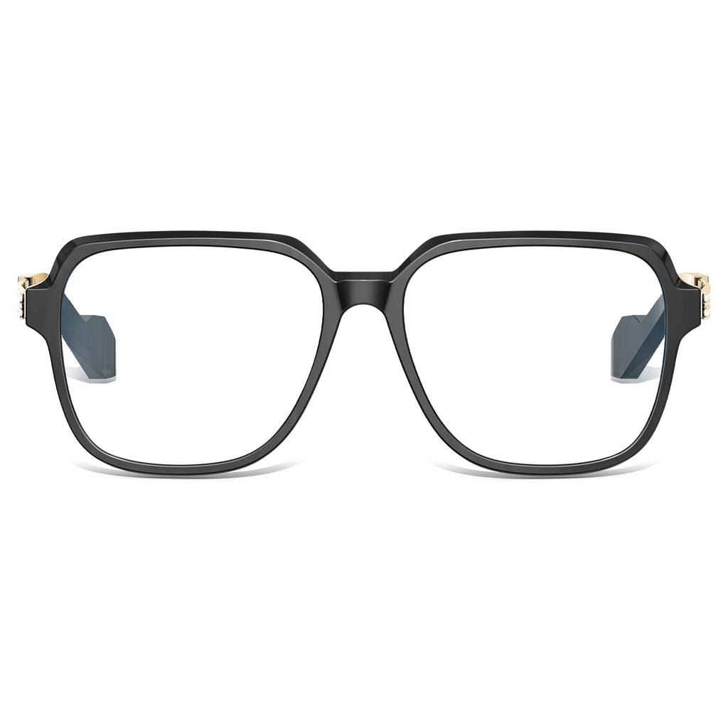 VISOONE Blue Light Glasses Matte Black Oversized Square Frame Anti Glare Ryan