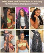 Bulk Human Hair for Braiding - 12A Curly Human Hair Bundles for Black Women - 18 inch(50g), Deep Wave, No Weft, Boho Braids - 100% Unprocessed Brazilian Virgin Human Hair Extensions