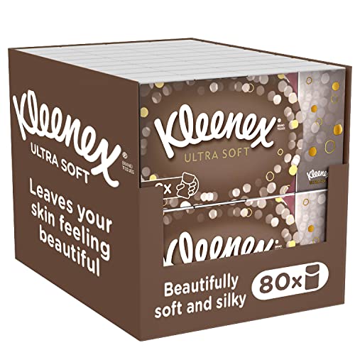 Kleenex Ultra Soft Facial Tissues in Handy Pocket Packs - 80 Travel Pocket Packs - Our Softest Tissue - Supremely Soft And Silky Tissues Designed With Luxury In Mind