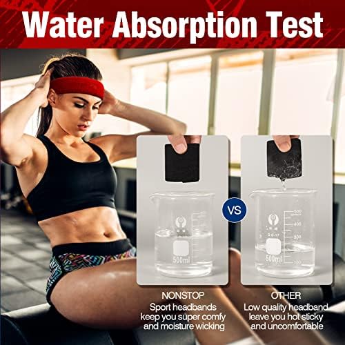 Sweatbands Sports Headband for Men & Women, Moisture Wicking Hairband Athletic Towel Headbands Cotton Head Sweat Bands for Running, Cycling, Yoga, Spa