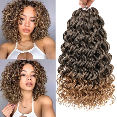 Unionbeauty GoGo Curl Crochet Hair 10 Inch Short Curly Crochet Hair Micro Curly Braiding Hair for Boho Box Braids Ocean Wave Crochet Braids 8 Packs Synthetic Curly Braiding Hair for Woman
