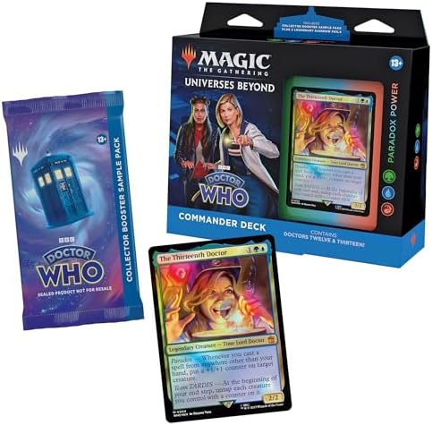 Magic The Gathering Doctor Who Commander Deck – Paradox Power (100-Card Deck, 2-Card Collector Booster Sample Pack + Accessories)