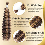 Highlighted Honey Blonde Braiding Human Hair for Boho Knotless Braids 18 Inch 100G FULL BULK, Ombre 4/27 Curly Braiding Hair Deep Wave Human Hair Bulk, No Weft Blonde & Brown Hair Extensions