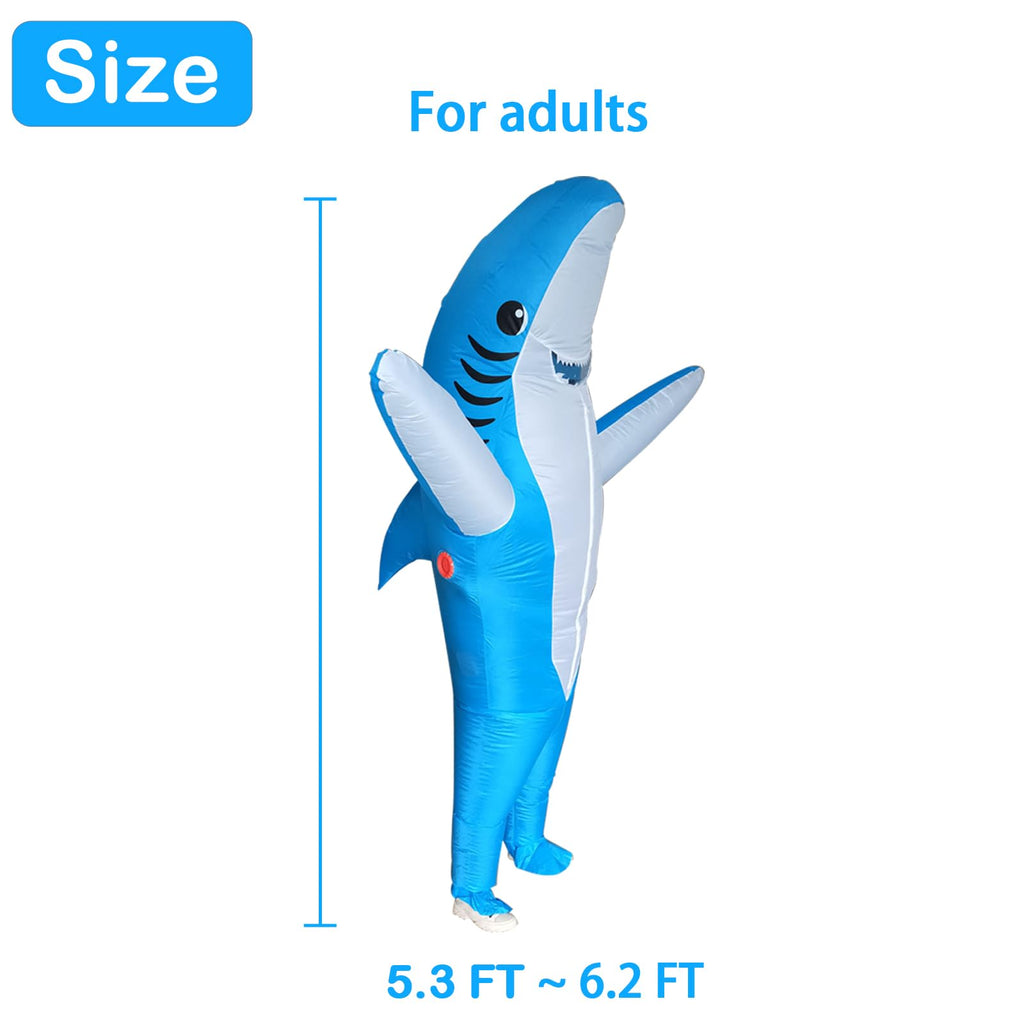 Poptrend Adults Inflatable Halloween Costumes Blow Up Blue Shark Costume for Halloween, Birthday Gift Cos Play Party(Blue Shark)