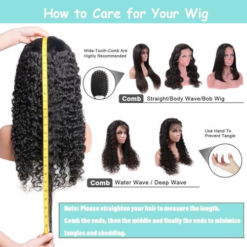 28Inch Deep Wave Lace Front Wigs Human Hair-13x4 HD Transparent Deep Wave Frontal Wigs Glueless Curly Wigs for Women 180% Density Curly Lace Front Wigs Human Hair Pre Plucked with Baby Hair
