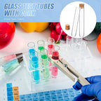 Thyle Glass Test Tubes with Cork Clear Stoppers Round Bottom Lab Test Alcohol Tampons Glass Tubes Container Vials for Plants Scientific Experiments Candy Storage Party Favors (50pcs,15 * 100mm/13ml)