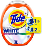 Tide Power PODS Plus Ultra OXI White and Bright Laundry Detergent, Advanced Stain Removal and Whitening Power, 63 Count